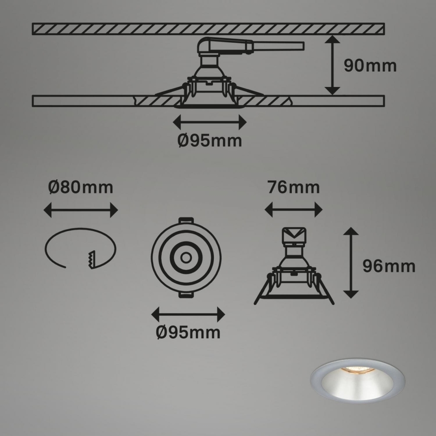 Briloner 7042-034 - CONJUNTO 3x Focos de encastrar para casa de banho 1xGU10/9W/230V IP23 prateado