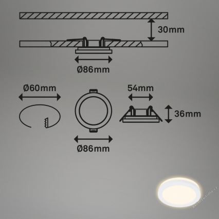 Briloner 7055-036 - CONJUNTO 3x Focos de encastrar LED para casa de banho  LED/3W/230V IP44