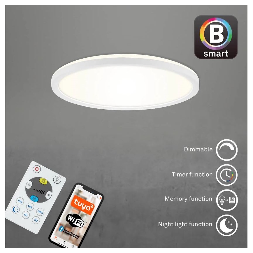 Briloner 7058-016 - Iluminação LED com regulação SLIM LED/18W/230V 2700-6500K Wi-Fi Tuya + controlo remoto