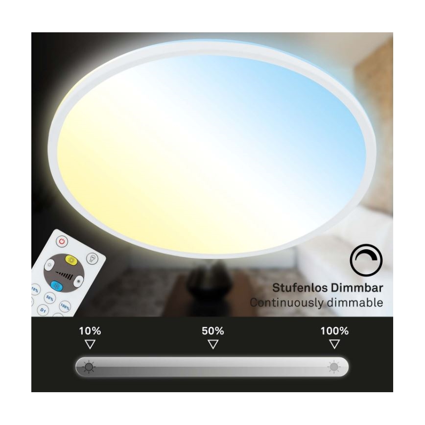 Briloner 7079-016 - Iluminação de teto LED com regulação SLIM LED/18W/230V 2700-6500K + controlo remoto