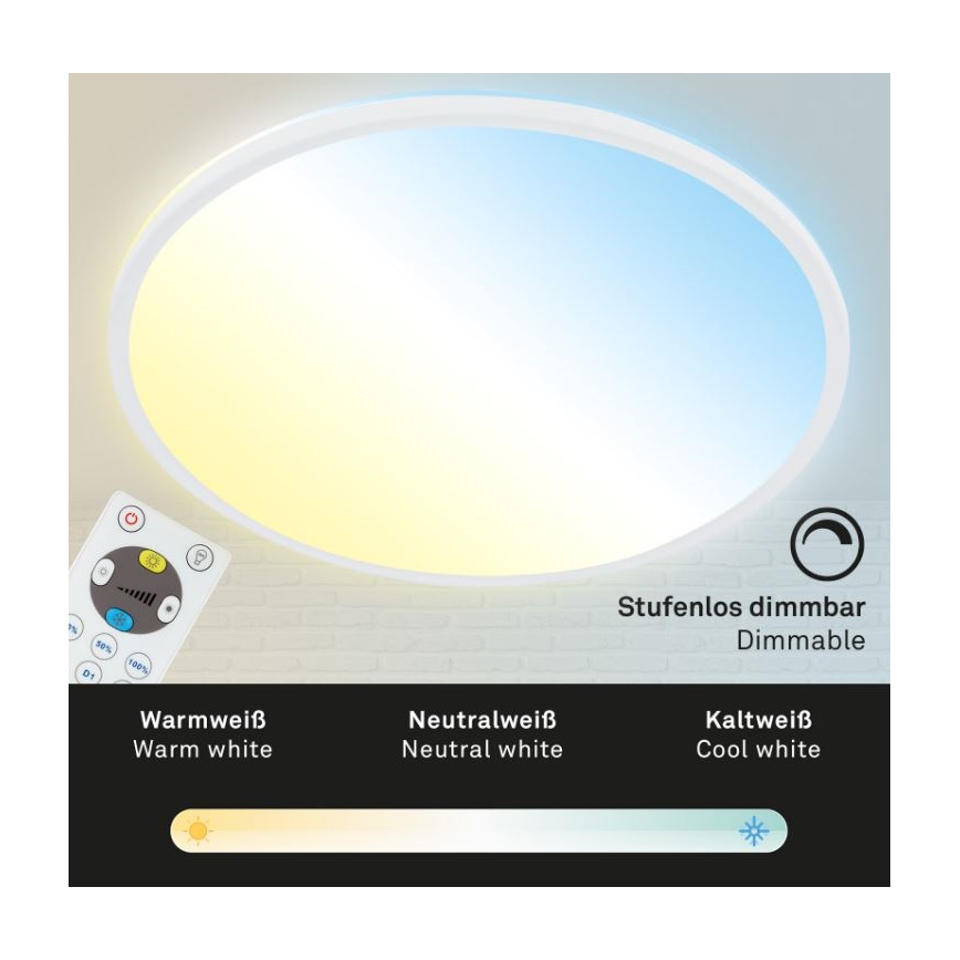 Briloner 7079-016 - Iluminação de teto LED com regulação SLIM LED/18W/230V 2700-6500K + controlo remoto