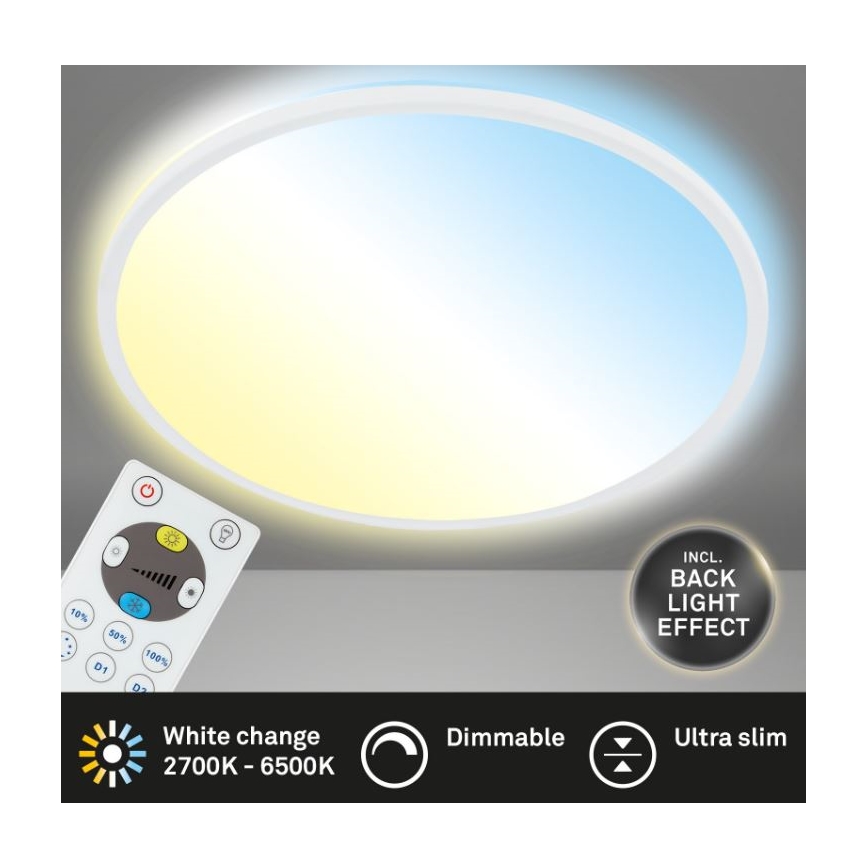 Briloner 7079-016 - Iluminação de teto LED com regulação SLIM LED/18W/230V 2700-6500K + controlo remoto