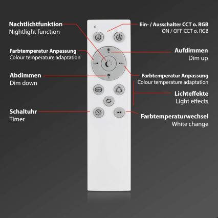 Briloner 7087-016 - LED RGBW Iluminação com regulação SMART LED/24W/230V 3000-6500K Wi-Fi Tuya + comando