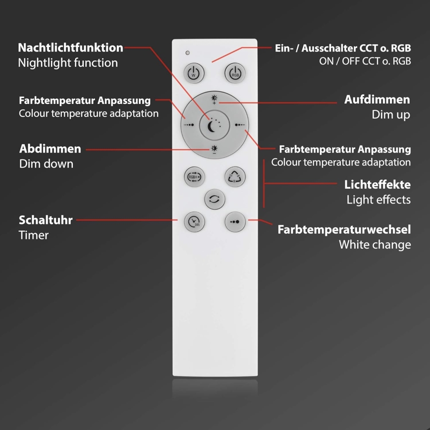 Briloner 7087-016 - LED RGBW Iluminação com regulação SMART LED/24W/230V 3000-6500K Wi-Fi Tuya + comando
