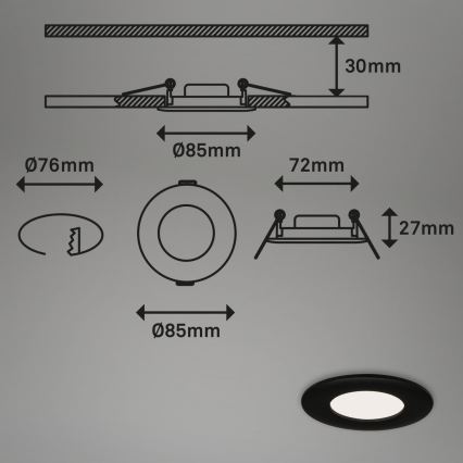 Briloner 7113-415 - Foco de encastrar de casa de banho LED FLAT LED/5W/230V IP44