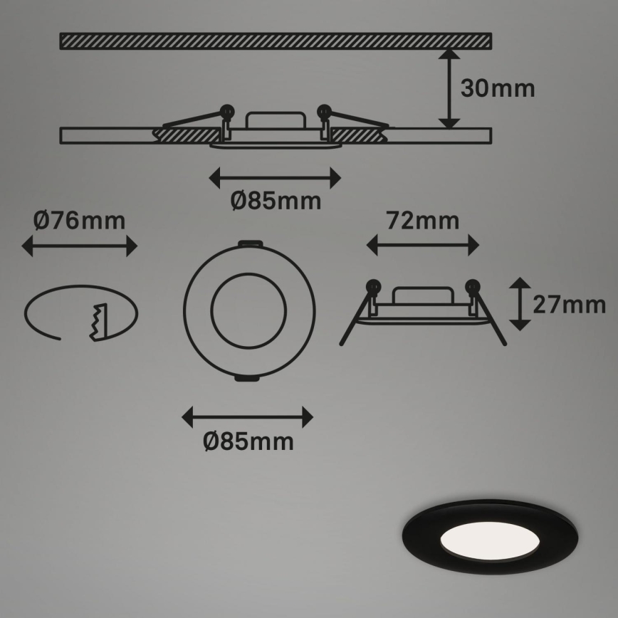 Briloner 7113-415 - Foco de encastrar de casa de banho LED FLAT LED/5W/230V IP44