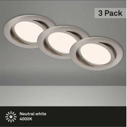 Briloner 7116-432 - CONJUNTO 3x Foco de encastrar de casa de banho LED FLAT IN LED/9W/230V IP23