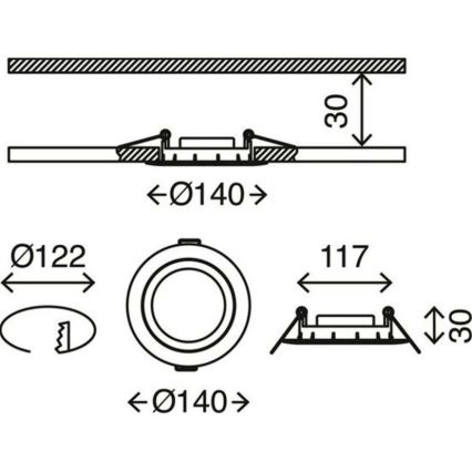 Briloner 7116-432 - CONJUNTO 3x Foco de encastrar de casa de banho LED FLAT IN LED/9W/230V IP23