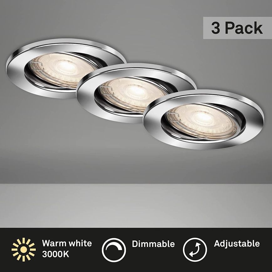 Briloner 7148-038 - CONJUNTO 3xIluminação de casa de banho LED com regulação 1xGU10/5W/230V IP23