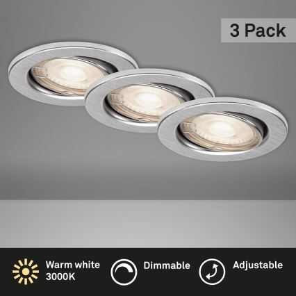 Briloner 7148-039 - CONJUNTO 3xIluminação de casa de banho LED com regulação GU10/5,5W/230V IP23