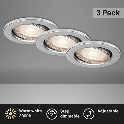 Briloner 7149-039 - CONJUNTO 3xIluminação de casa de banho LED com regulação 1xGU10/5W/230V IP23