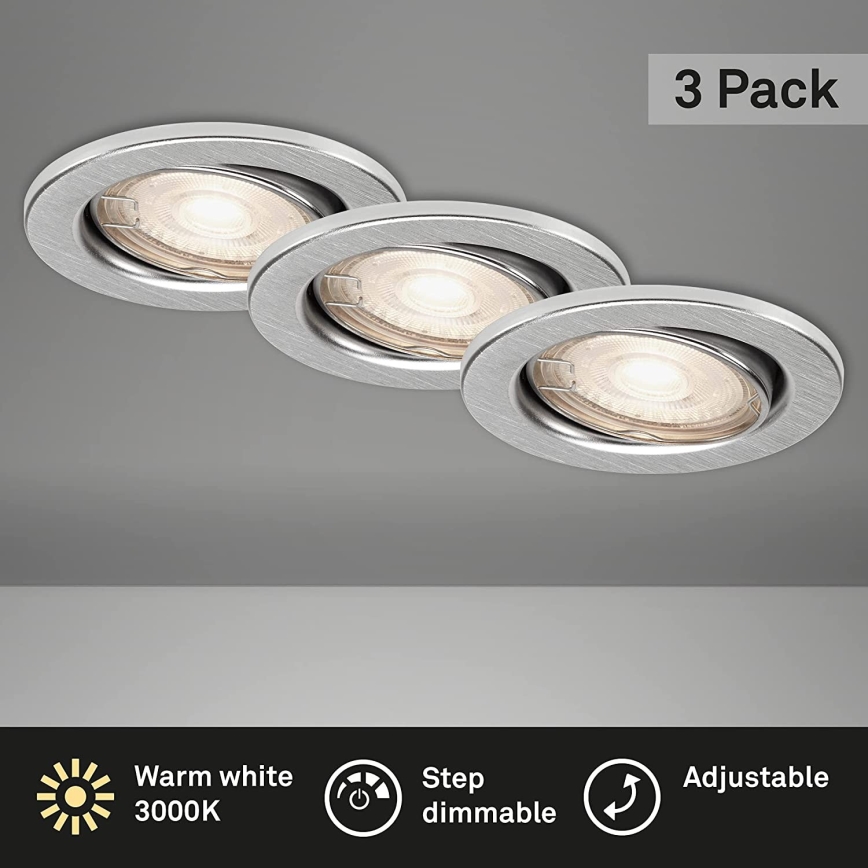 Briloner 7149-039 - CONJUNTO 3xIluminação de casa de banho LED com regulação 1xGU10/5W/230V IP23