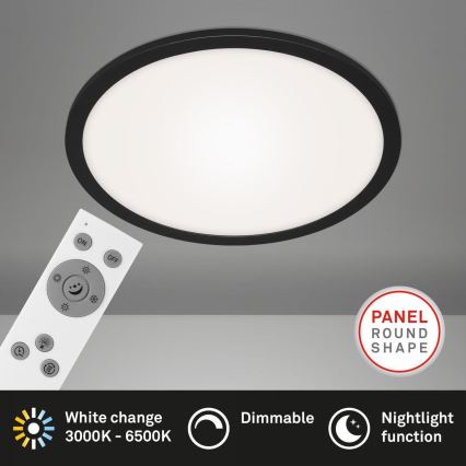 Briloner 7168-015 - Iluminação de teto LED com regulação PIATTO LED/22W/230V 3000-6500K diâmetro 40 cm preto + comando