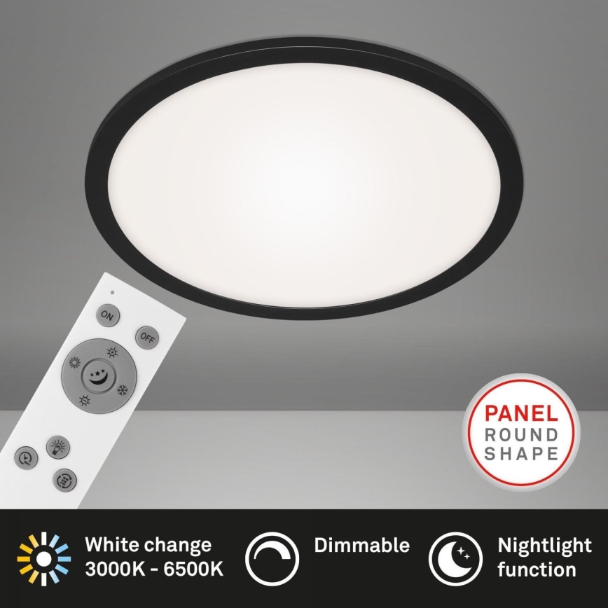 Briloner 7168-015 - Iluminação de teto LED com regulação PIATTO LED/22W/230V 3000-6500K diâmetro 40 cm preto + comando