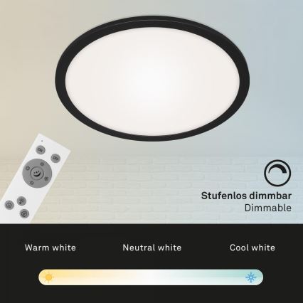 Briloner 7168-015 - Iluminação de teto LED com regulação PIATTO LED/22W/230V 3000-6500K diâmetro 40 cm preto + comando