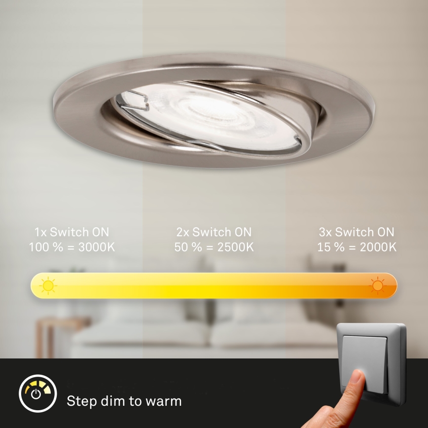 Briloner 7182-032 - CONJUNTO 3xIluminação de casa de banho LED com regulação 1xGU10/5W/230V IP23