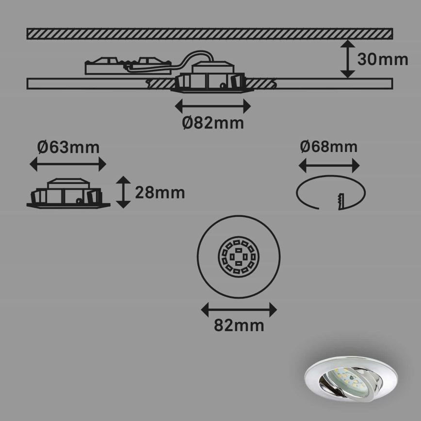 Briloner 7209-038 - CONJUNTO 3x Focos de encastrar LED para casa de banho  LED/5W/230V IP23