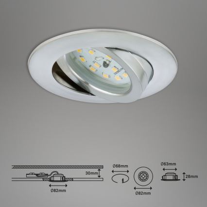 Briloner 7209-039 - Conjunto de 3 luminárias LED de embutir para casa de banho ATTACH LED/5W/230V IP23 cromado mate