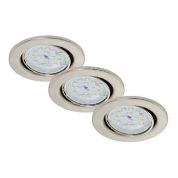 Briloner 7220-032 - CONJUNTO 3x Iluminação embutida de casa de banho LED FIT 1xGU10/5W/230V níquel mate