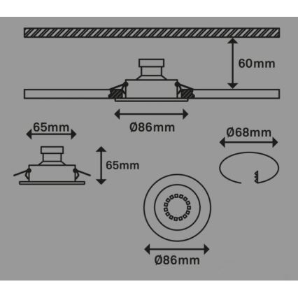 Briloner 7221-032 - CONJUNTO 3x Iluminação embutida de casa de banho LED 1xGU10/3W/230V IP23 cromado mate