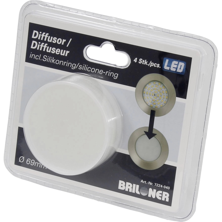 Briloner 7224-040 - CONJUNTO 4x Difusores para iluminação embutida diâmetro 69 mm