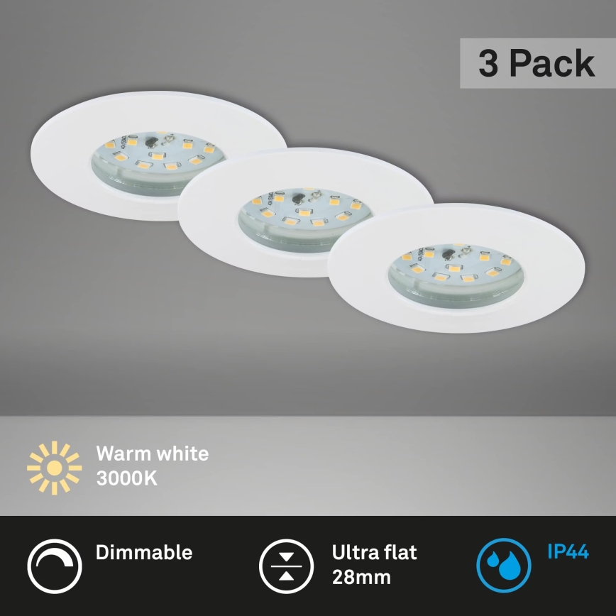 Briloner 7231-036 - CONJUNTO 3x Focos de encastrar LED para casa de banho com regulação LED/5,5W/230V IP44