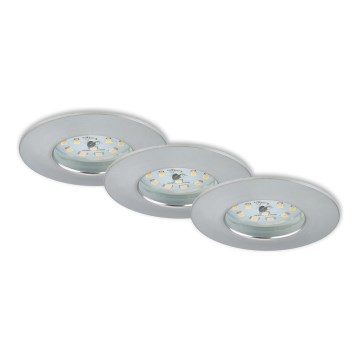 Briloner 7231-039 - Conjunto com 3 focos LED dimmerizáveis embutidos para casa de banho, LED/5,5W/230V IP44, cromado mate