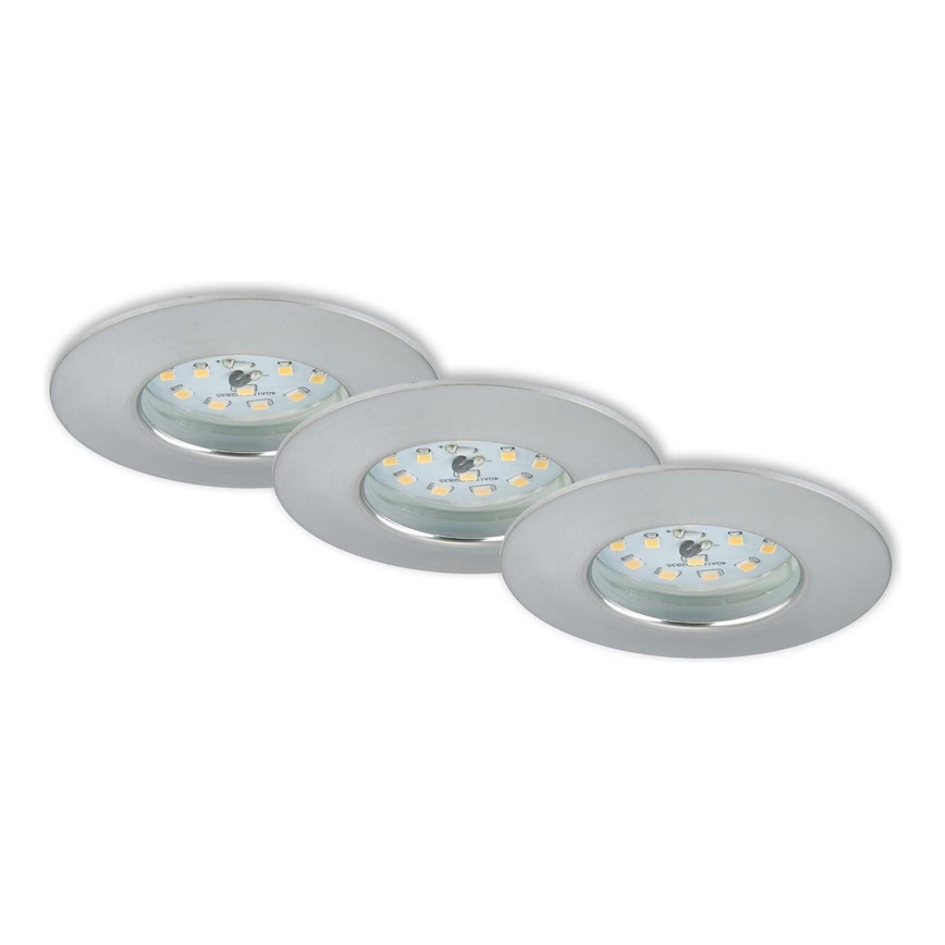Briloner 7231-039 - Conjunto com 3 focos LED dimmerizáveis embutidos para casa de banho, LED/5,5W/230V IP44, cromado mate