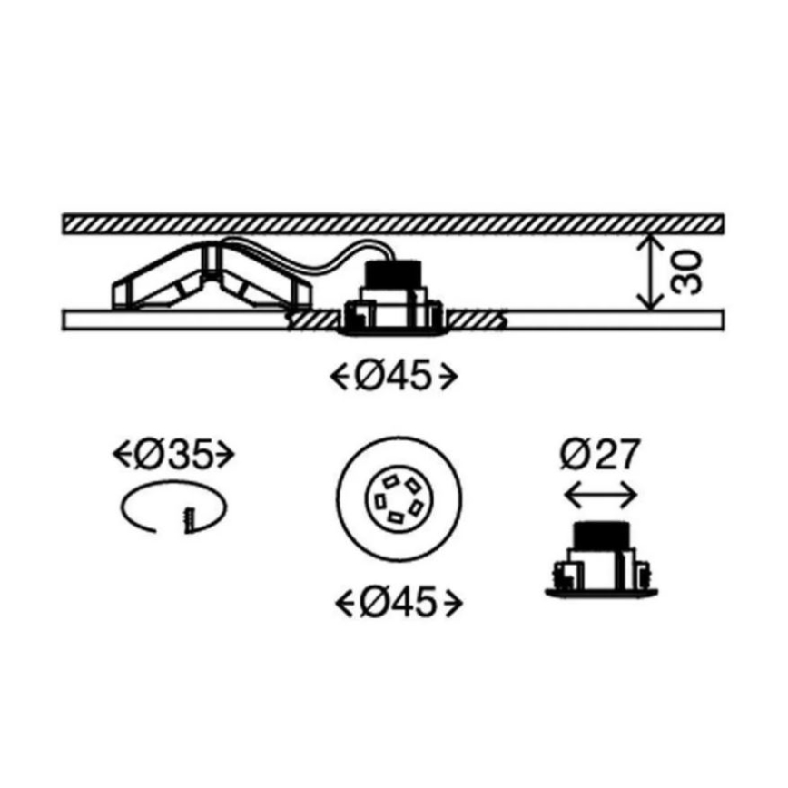 Briloner 7240-038 - CONJUNTO 3x Iluminação embutida de casa de banho LED ATTACH LED/1,8W/230V IP44