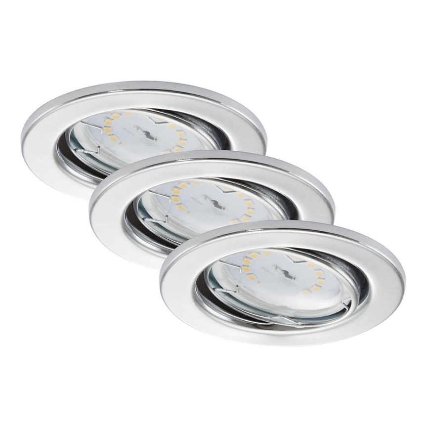 Briloner 7277-038 - CONJUNTO 3x Foco de encastrar de casa de banho LED com regulação 1xGU10/5W/230V IP23