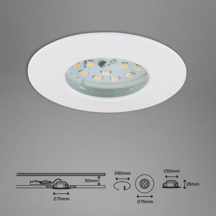 Briloner 7295-016- Iluminação embutida de casa de banho LED com regulação ATTACH LED/6,5W/230V IP44