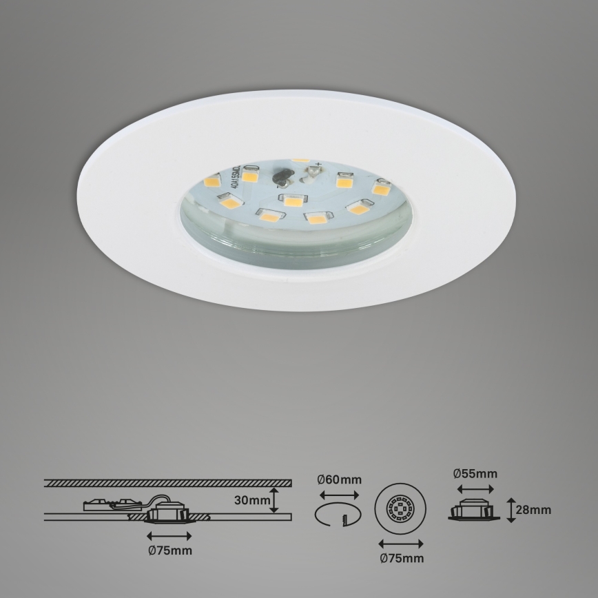 Briloner 7295-016- Iluminação embutida de casa de banho LED com regulação ATTACH LED/6,5W/230V IP44