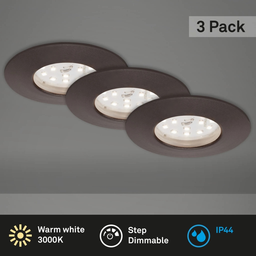 Briloner 7295-031 - CONJUNTO 3x Foco de encastrar de casa de banho LED com regulação ATTACH LED/6,5W/230V IP44