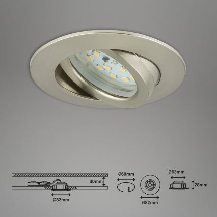 Briloner 7296-012 - Foco de encastrar LED para casa de banho com regulação ATTACH LED/6,5W/230V IP23 cromado mate
