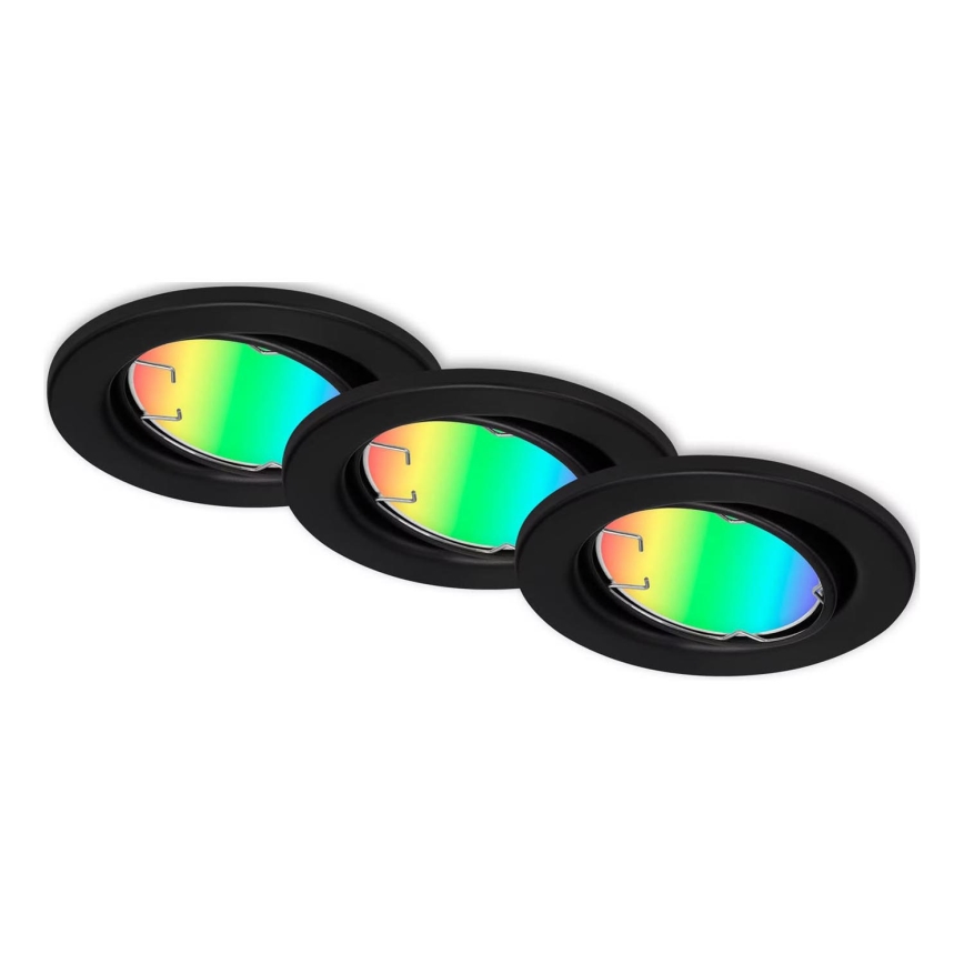 Briloner 7373-035 - CONJUNTO 3x LED RGB Foco de encastrar com regulação LED/4,9W/230V Wi-Fi Tuya + comando