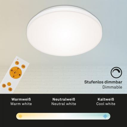 Briloner 7377-016 - Iluminação de teto LED com regulação LED/12W/230V 3000-6500K + comando