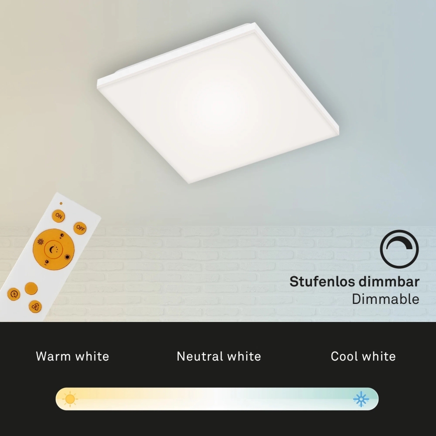 Briloner 7378-016 - Painel LED com regulação LED/12W/230V 3000/4000/6500K + controlo remoto