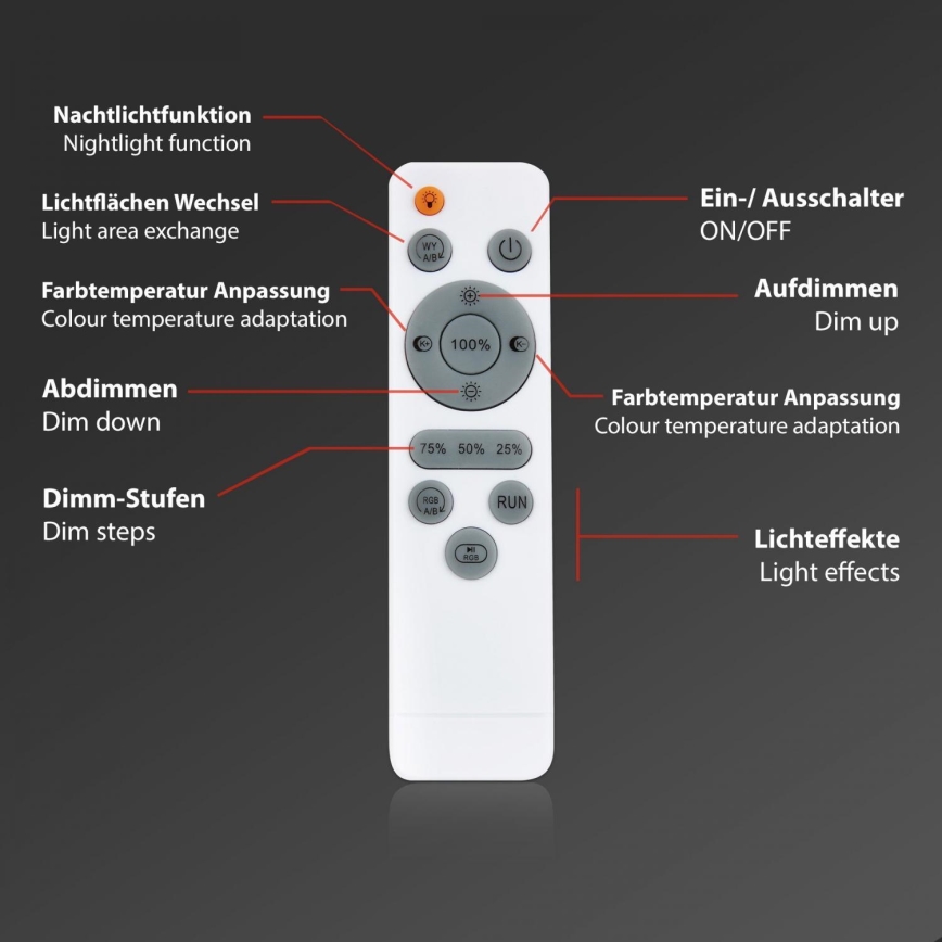 Briloner 7388-016 - Iluminação de teto RGBW com regulação LED/24W/230V 3000-6500K + controlo remoto