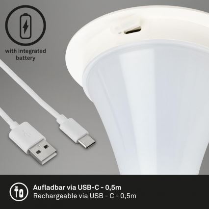 Briloner 7420016 - Candeeiro de mesa tátil LED para exterior com regulação LED/4W/5V IP44 3000K branco