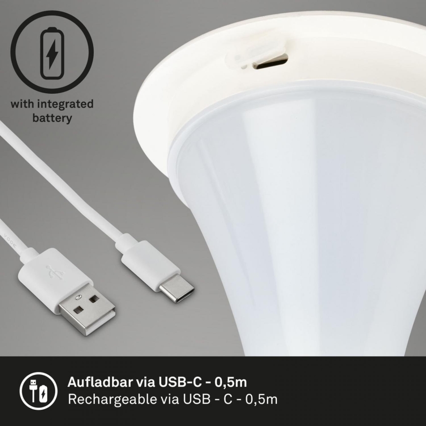 Briloner 7420016 - Candeeiro de mesa tátil LED para exterior com regulação LED/4W/5V IP44 3000K branco