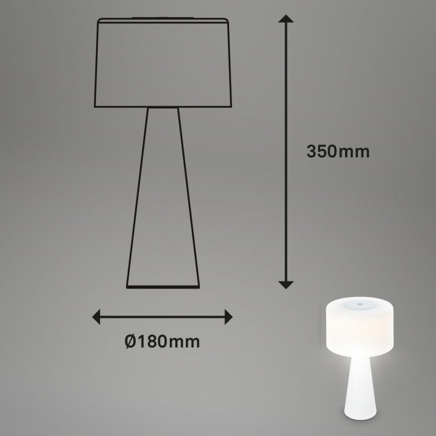 Briloner 7420016 - Candeeiro de mesa tátil LED para exterior com regulação LED/4W/5V IP44 3000K branco