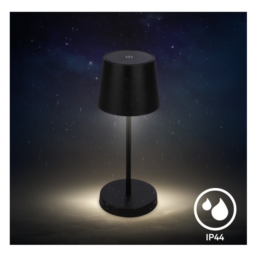 Briloner 7423015 - Lâmpada de mesa exterior recarregável LED regulável LED/2,6W/5V IP44 2000 mAh preta