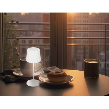Briloner 7423016 - Candeeiro de mesa para exterior LED com regulação LED/2,6W/5V IP44 branco
