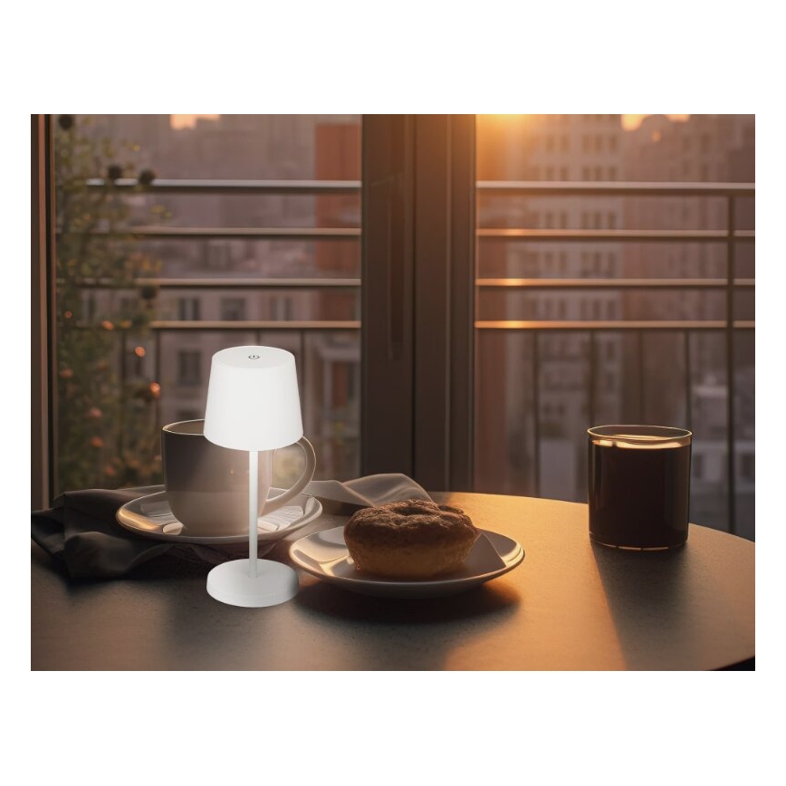 Briloner 7423016 - Candeeiro de mesa para exterior LED com regulação LED/2,6W/5V IP44 branco