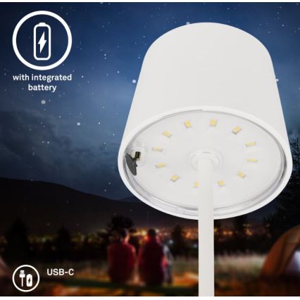 Briloner 7423016 - Candeeiro de mesa para exterior LED com regulação LED/2,6W/5V IP44 branco