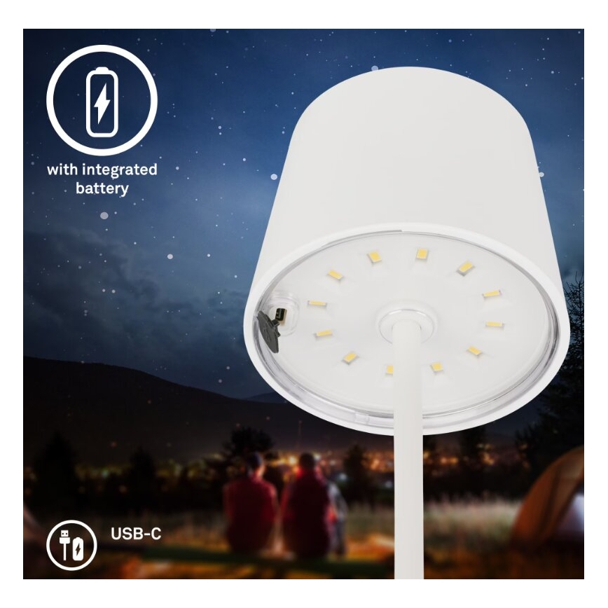 Briloner 7423016 - Candeeiro de mesa para exterior LED com regulação LED/2,6W/5V IP44 branco