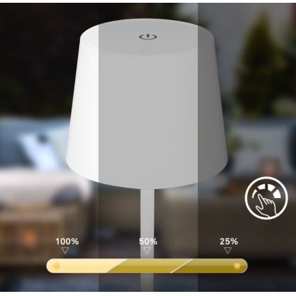Briloner 7423016 - Candeeiro de mesa para exterior LED com regulação LED/2,6W/5V IP44 branco