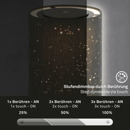 Briloner 7449-015 - LED Regulação exterior táctil candeeiro STARRY SKY LED/3W/5V IP44 preto