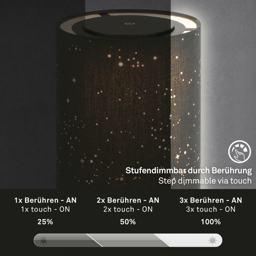 Briloner 7449-015 - LED Regulação exterior táctil candeeiro STARRY SKY LED/3W/5V IP44 preto