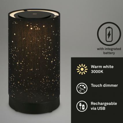 Briloner 7449-015 - LED Regulação exterior táctil candeeiro STARRY SKY LED/3W/5V IP44 preto